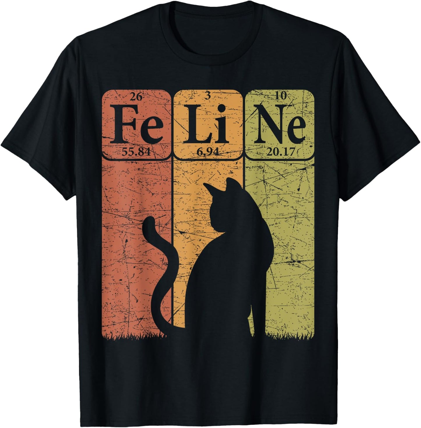 Feline Cat Periodic Table Elements Cat Lover Cat Scientist T-Shirt - T-Shirt | Black