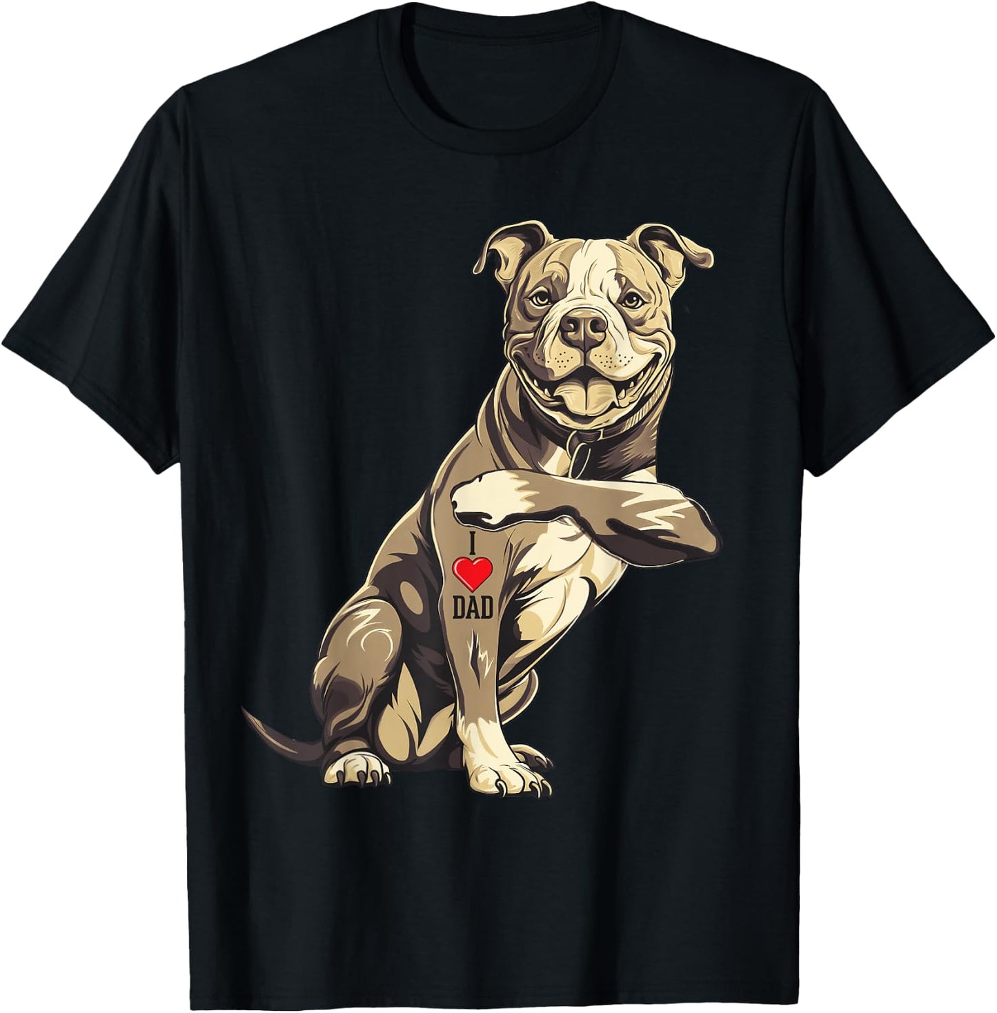 Pitbull I Love Dad Pit Bull Terrier Pettie Dog Owner Father T-Shirt - T-Shirt | Black