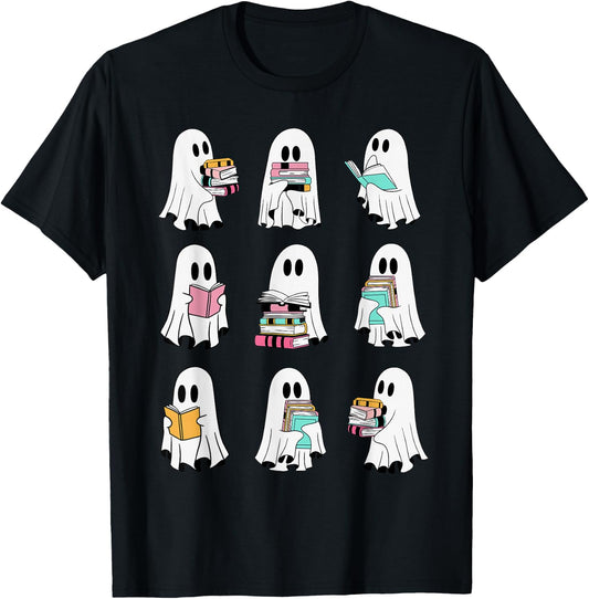 Ghost Reading Books Spooky Librarian Teacher Women T-Shirt - T-Shirt | Black