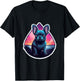 French Bulldog Tropical Summer Sunset 80's Retro Party Dog Men Women Kids T-Shirt - T-Shirt | Black