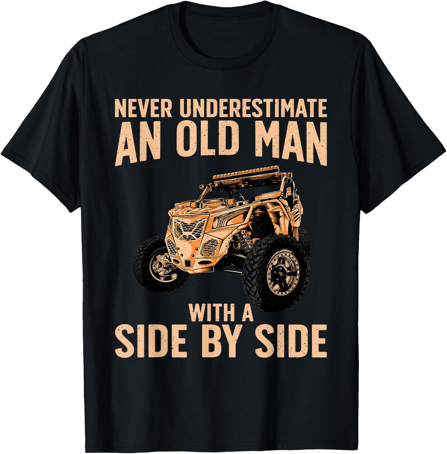 Funny SxS Art For Grandpa Men UTV Side-By-Side Quad Riding T-Shirt - T-Shirt | Black