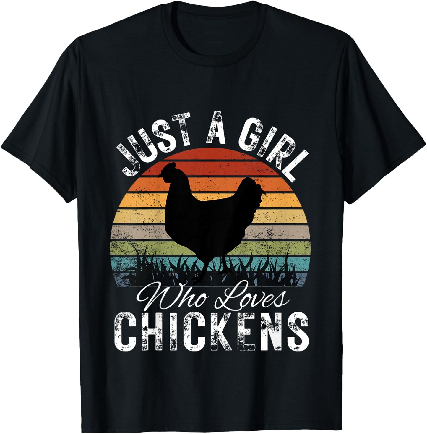 Kids Just A Girl Who Loves Chickens Funny Cute chicken Lover T-Shirt - T-Shirt | Black