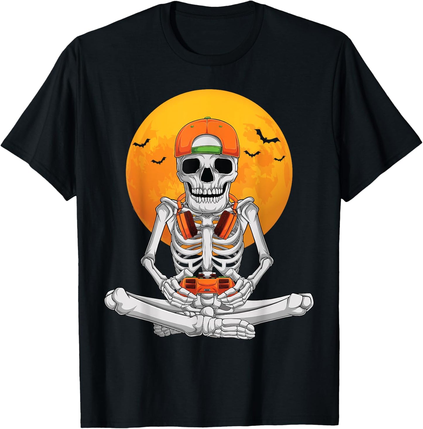 Halloween skeleton gamer video gaming boys men kids teens T-Shirt - T-Shirt | Black