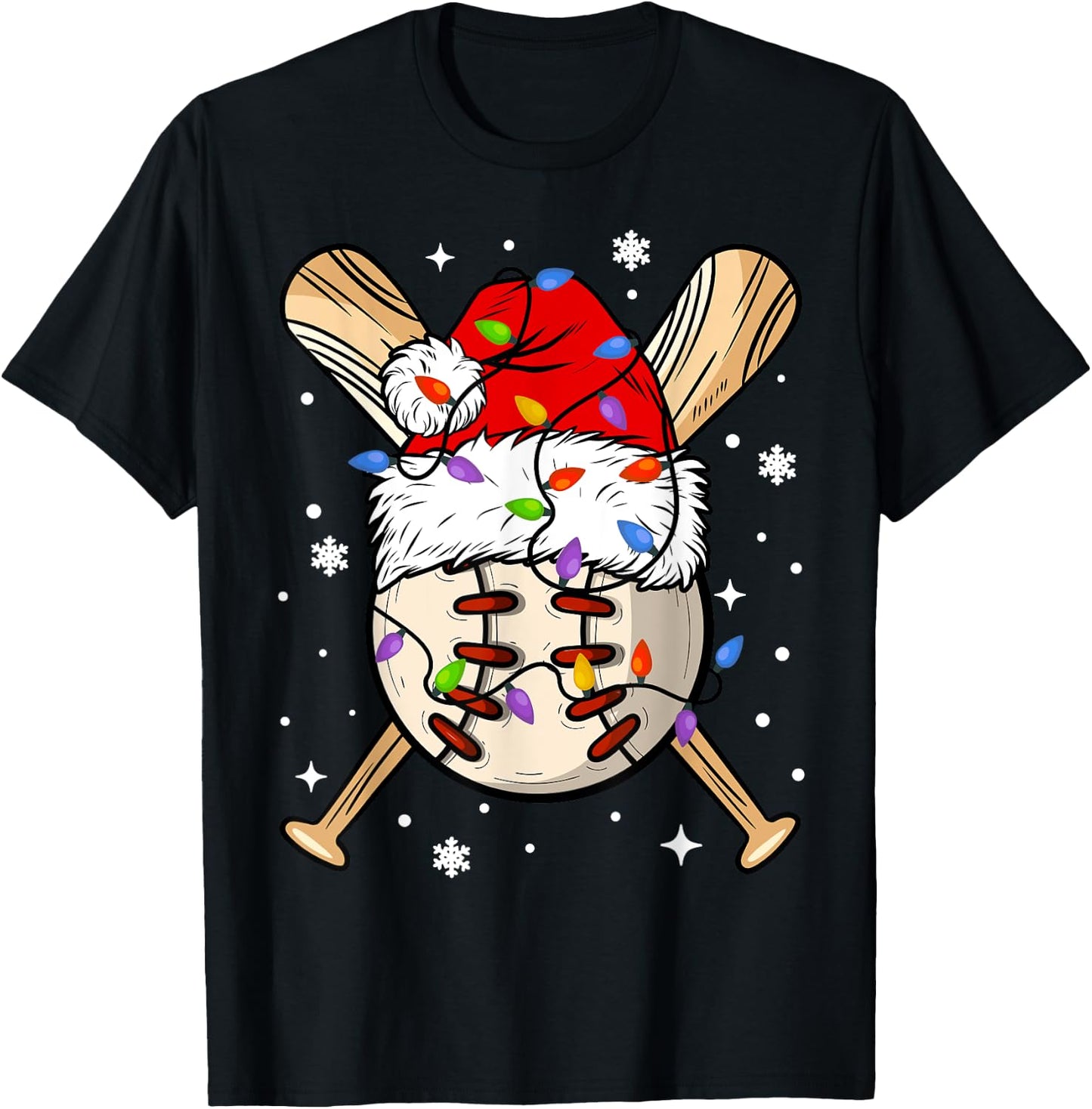 Baseball Christmas Ugly Sweater Funny Santa Sport Men Kids T-Shirt - T-Shirt | Black