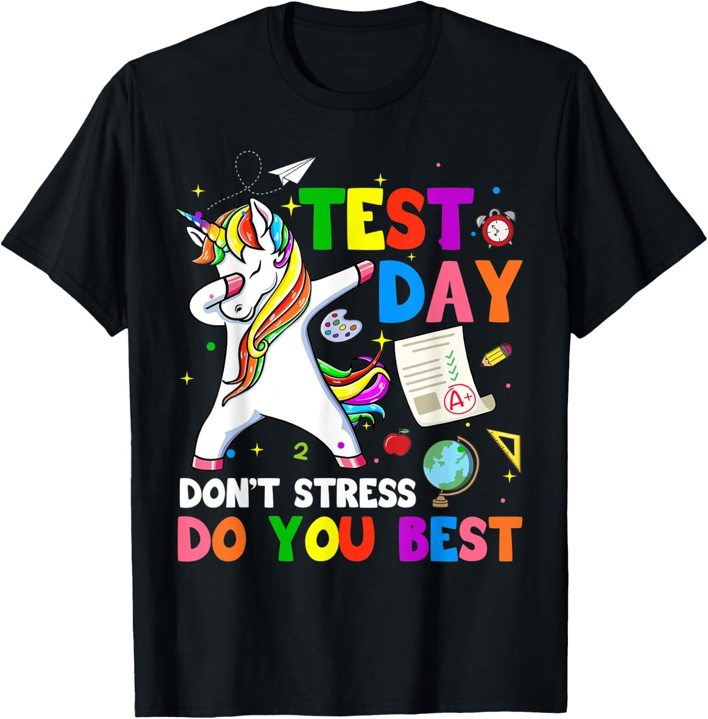 I'm Ready To Crush Test Day Unicorn Dabbing Testing Day T-Shirt - T-Shirt | Black