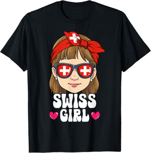 Swiss Girl Switzerland T-Shirt - T-Shirt | Black