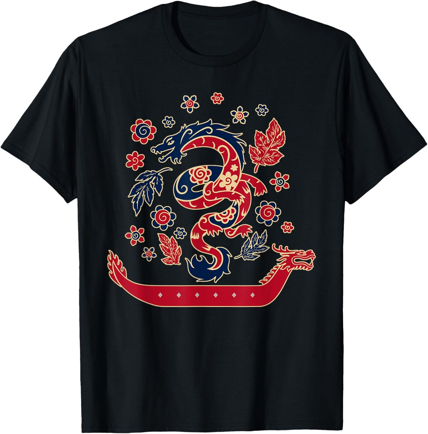 Dragon Boat Racing Retro Look T-Shirt - T-Shirt | Black