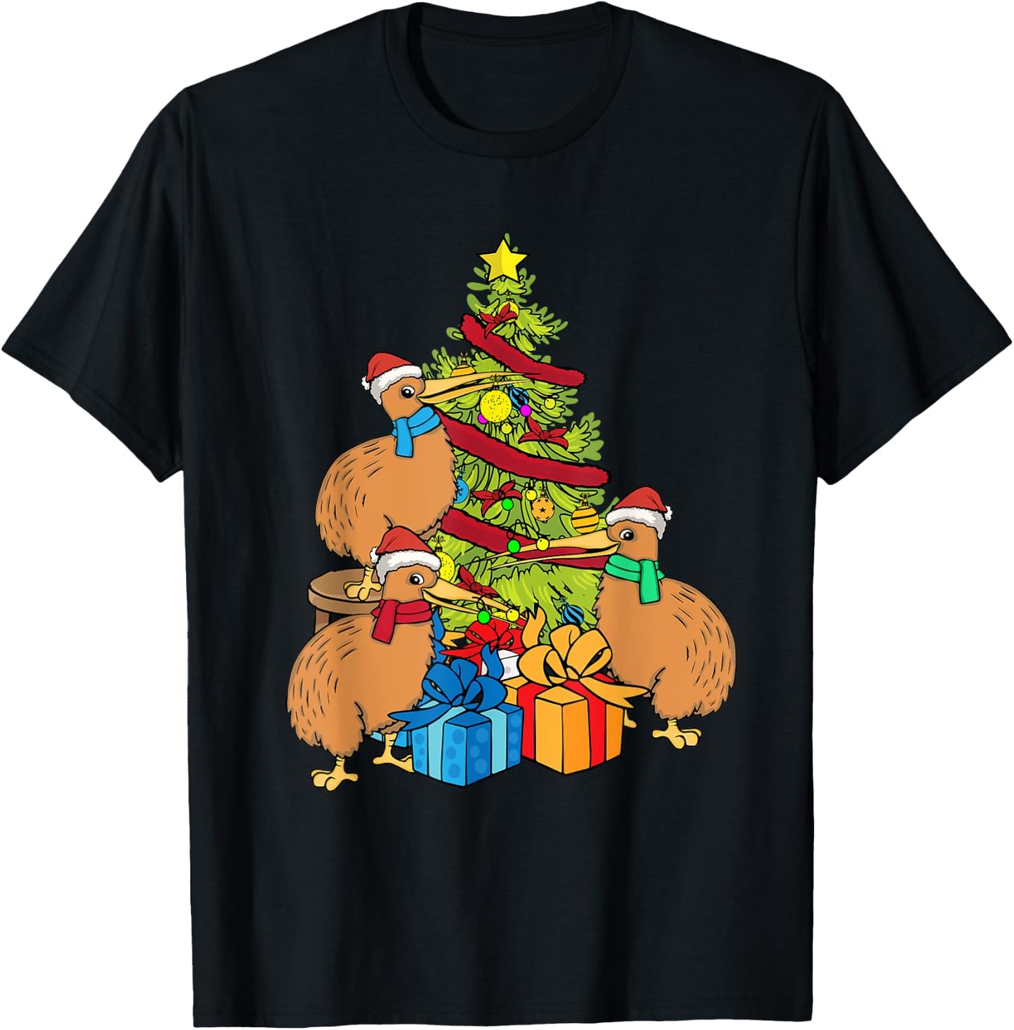 Kiwi Bird Lover Kids Christmas Tree New Zealand Kiwi T-Shirt - T-Shirt | Black