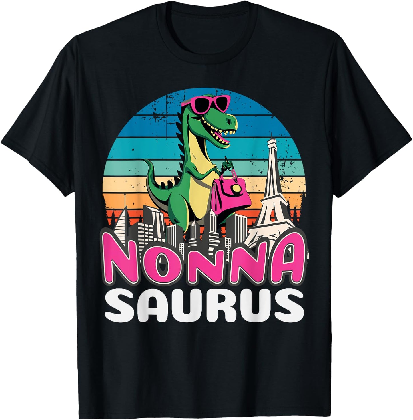 Nonnasaurus T Rex Dinosaur Nonna Saurus Family T-Shirt - T-Shirt | Black