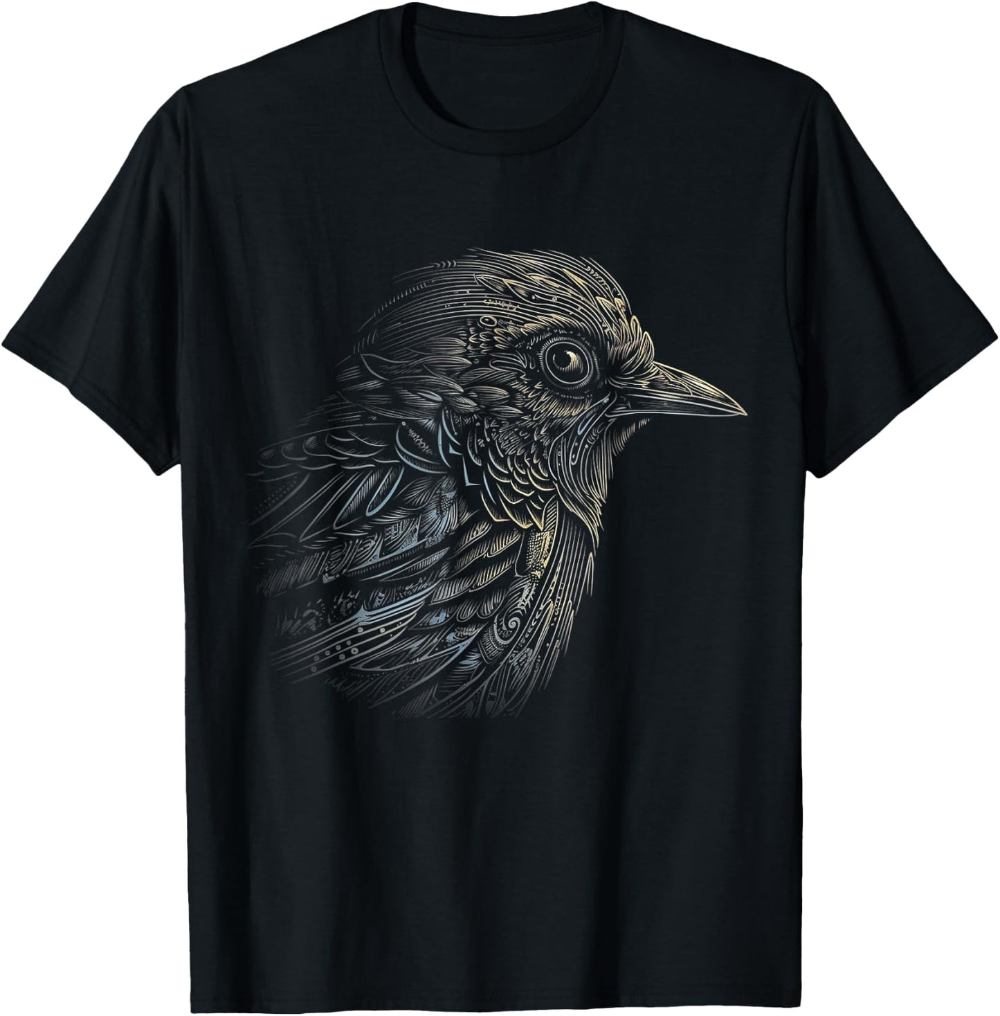Bird Portrait Artwork | Animal Motif Bird T-Shirt - T-Shirt | Black