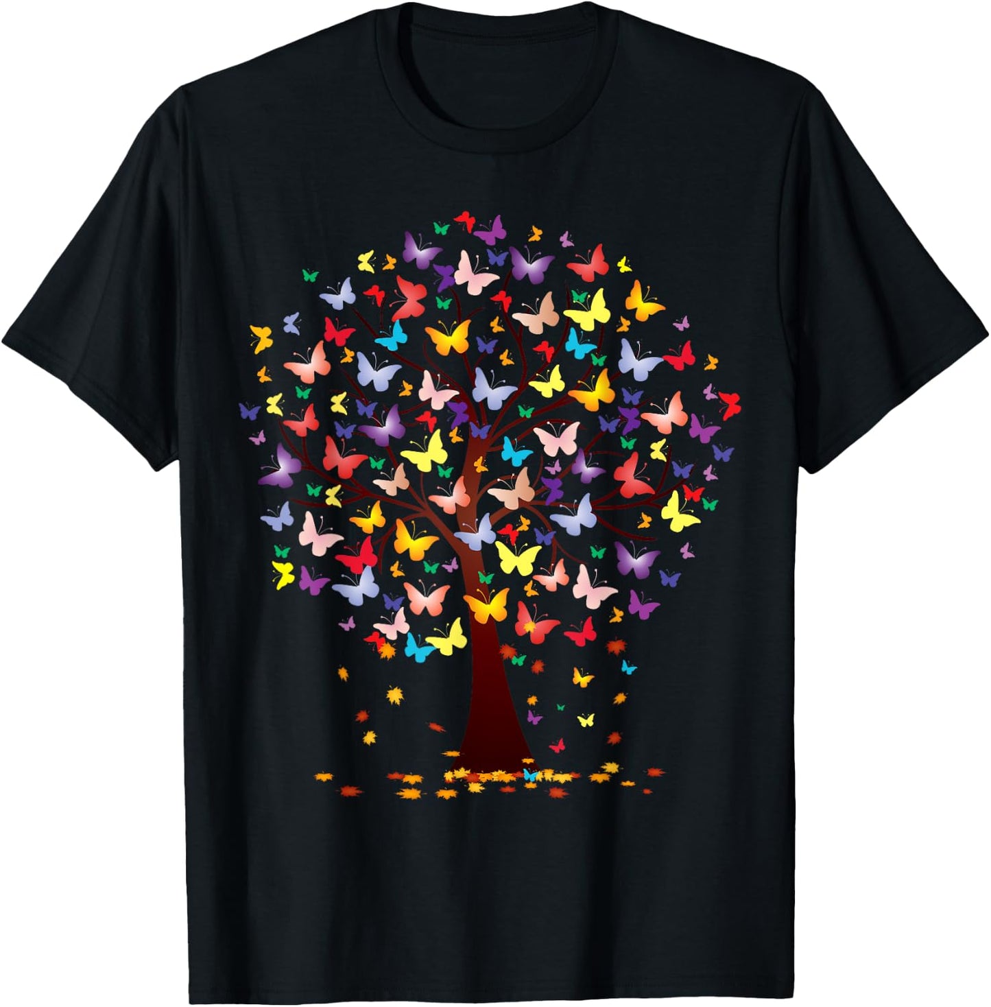 Butterfly Tree Beautiful Autumn Thanksgiving Gifts T-Shirt - T-Shirt | Black