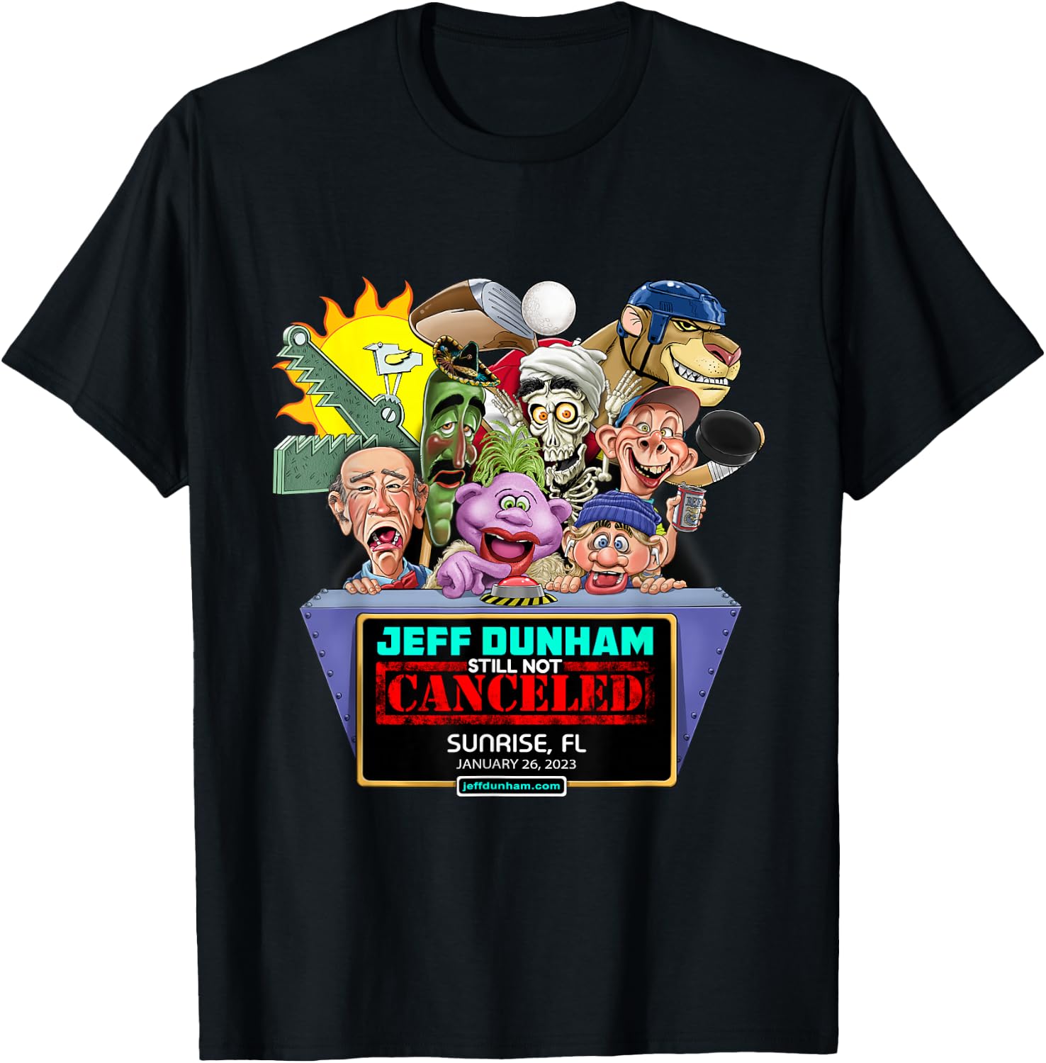 Jeff Dunham Sunrise, FL (2023) T-Shirt - T-Shirt | Black