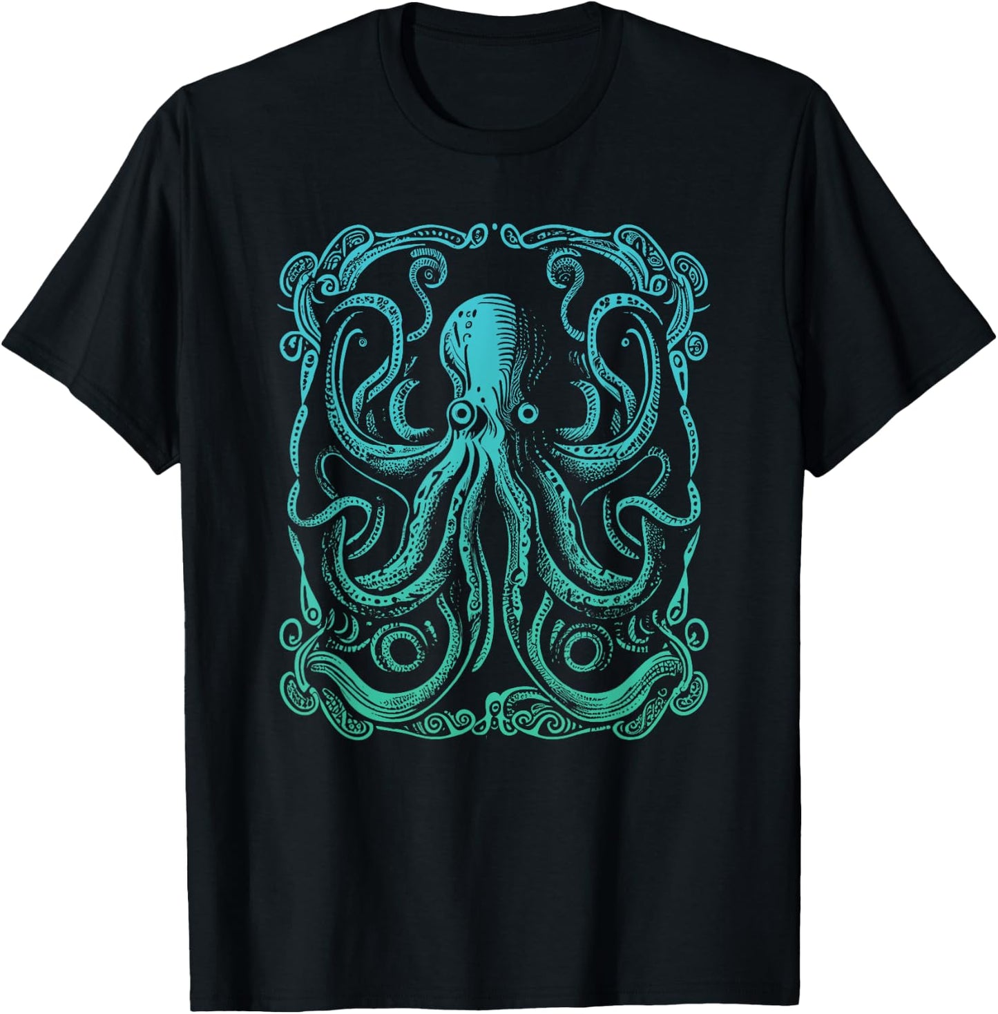 Beautiful Artistic Octopus Squid Sea Creature Graphic T-Shirt - T-Shirt | Black