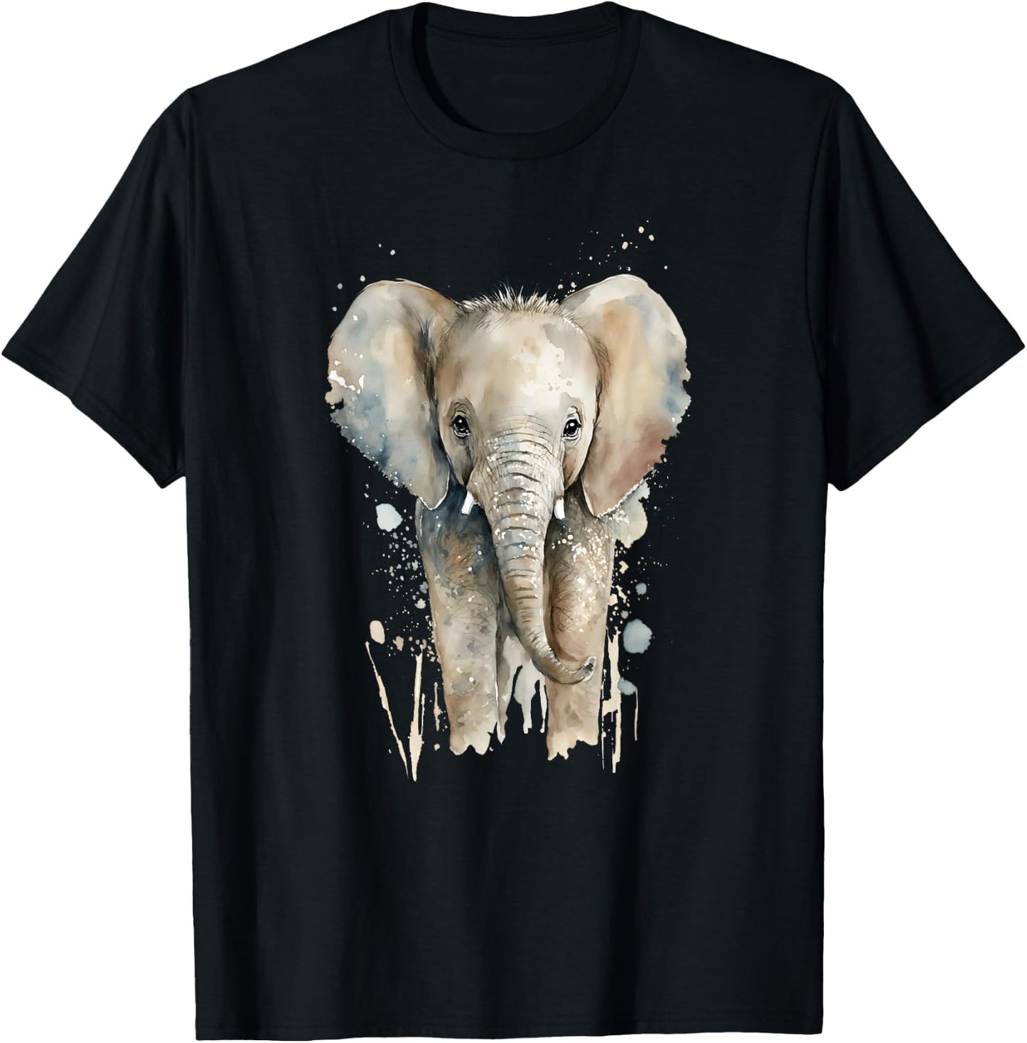 Elephant Watercolor T-Shirt - T-Shirt | Black