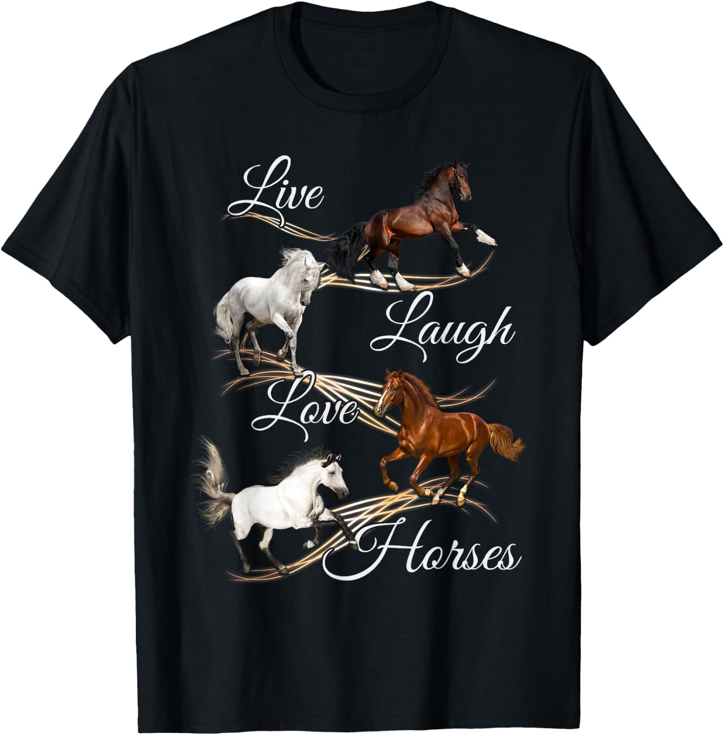Live Laugh Love Horses T-Shirt - T-Shirt | Black