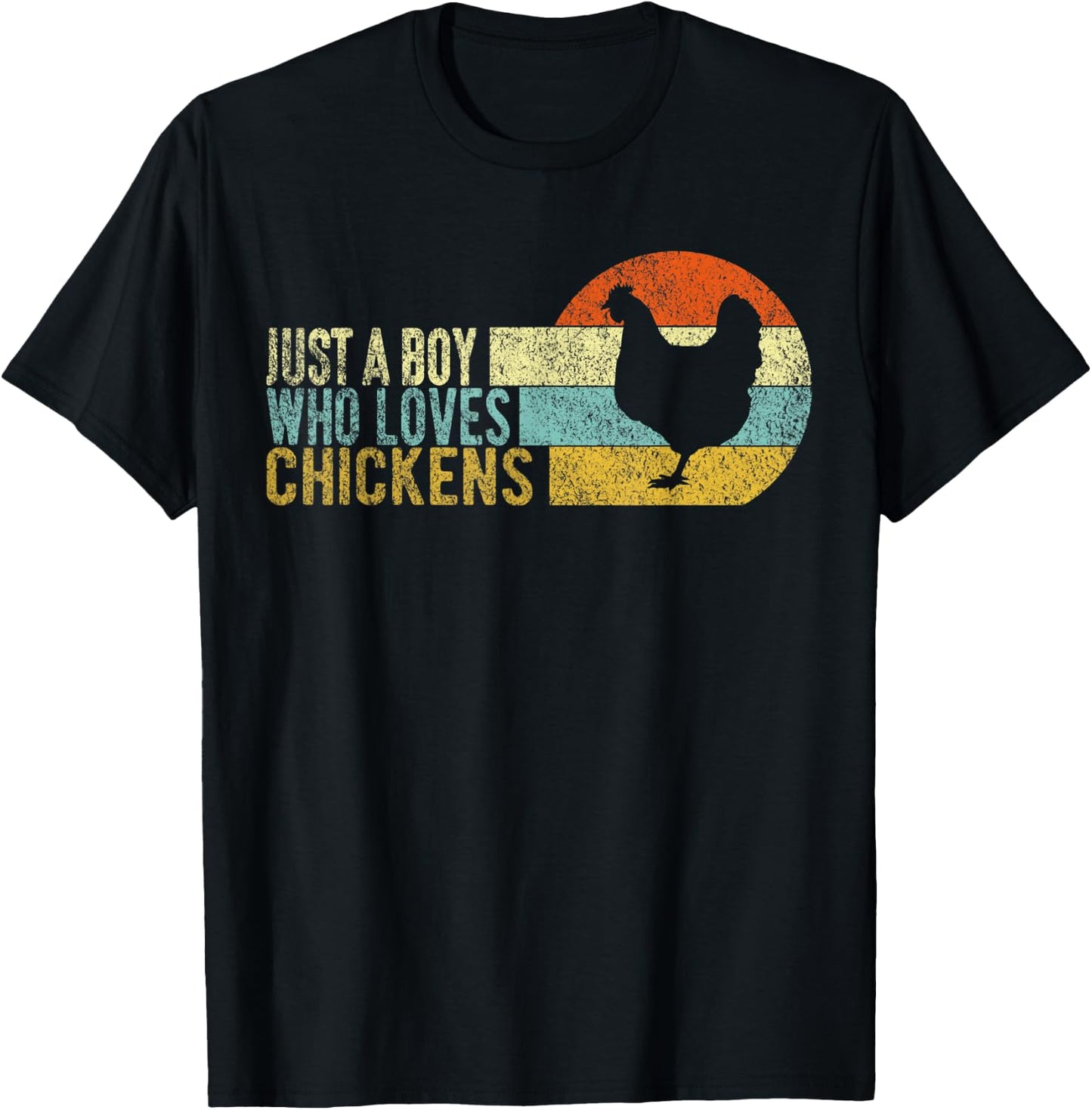 Just A Boy Who Loves Chickens Funny Chicken Lover Retro T-Shirt - T-Shirt | Black