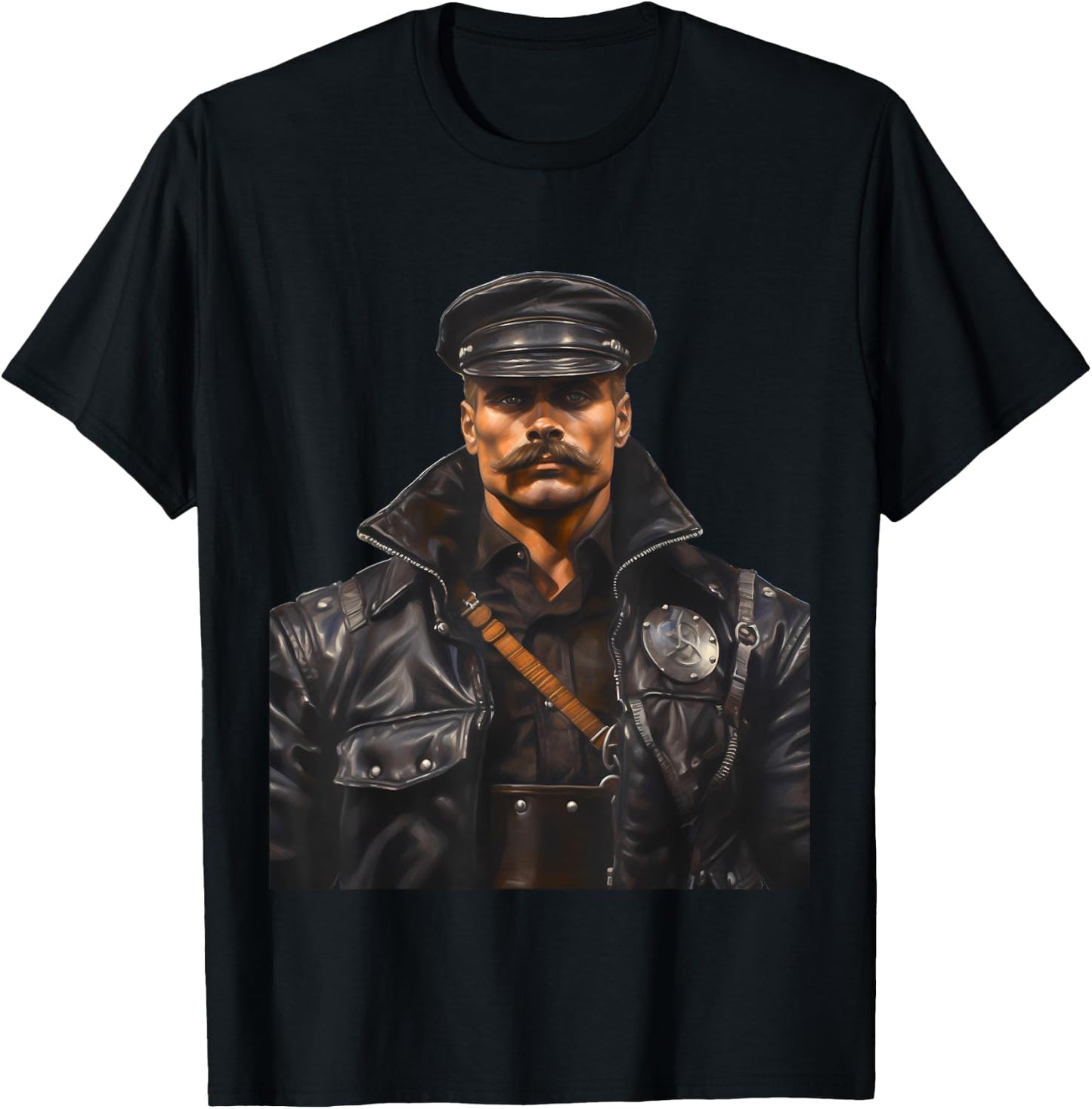 Gay Muscle Daddy Bear Pride Leather Gay Biker T-Shirt - T-Shirt | Black