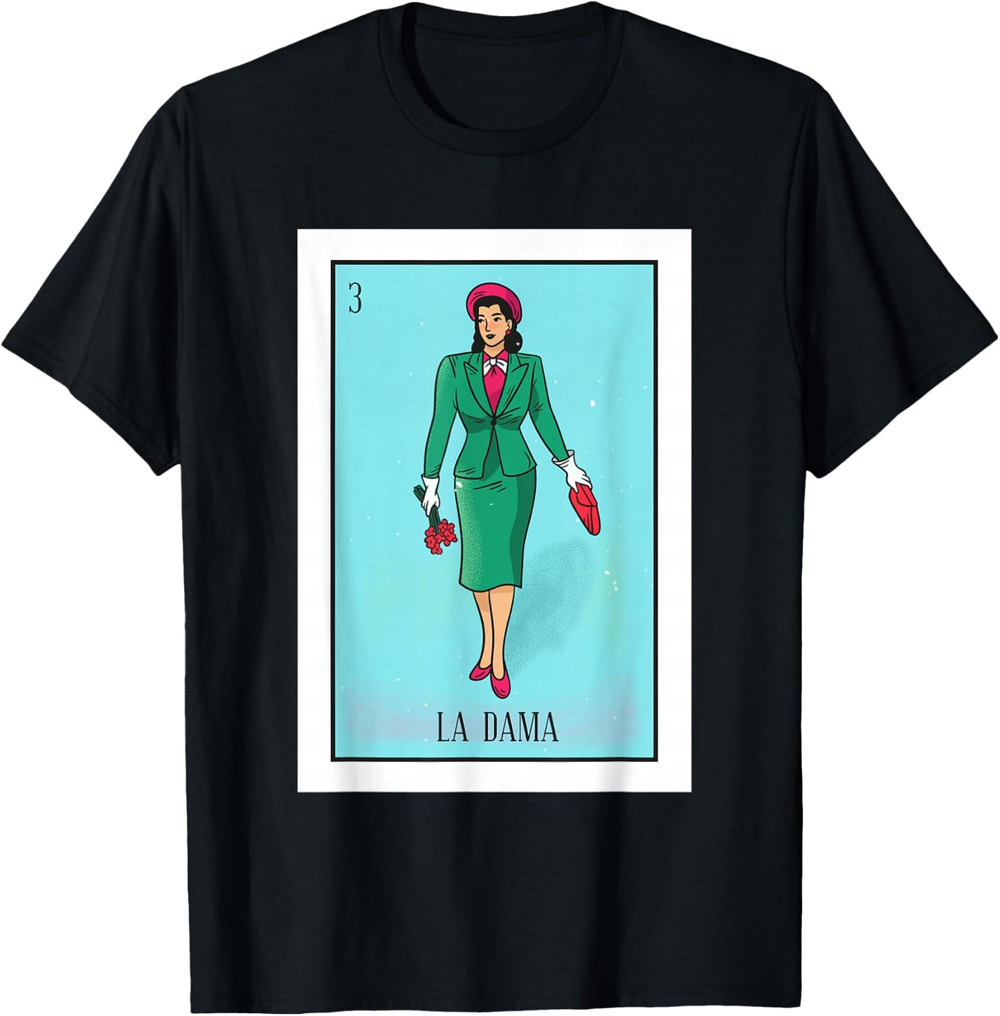 La Lady Lottery Gift La Donna Mexican Card Lottery T-Shirt - T-Shirt | Black