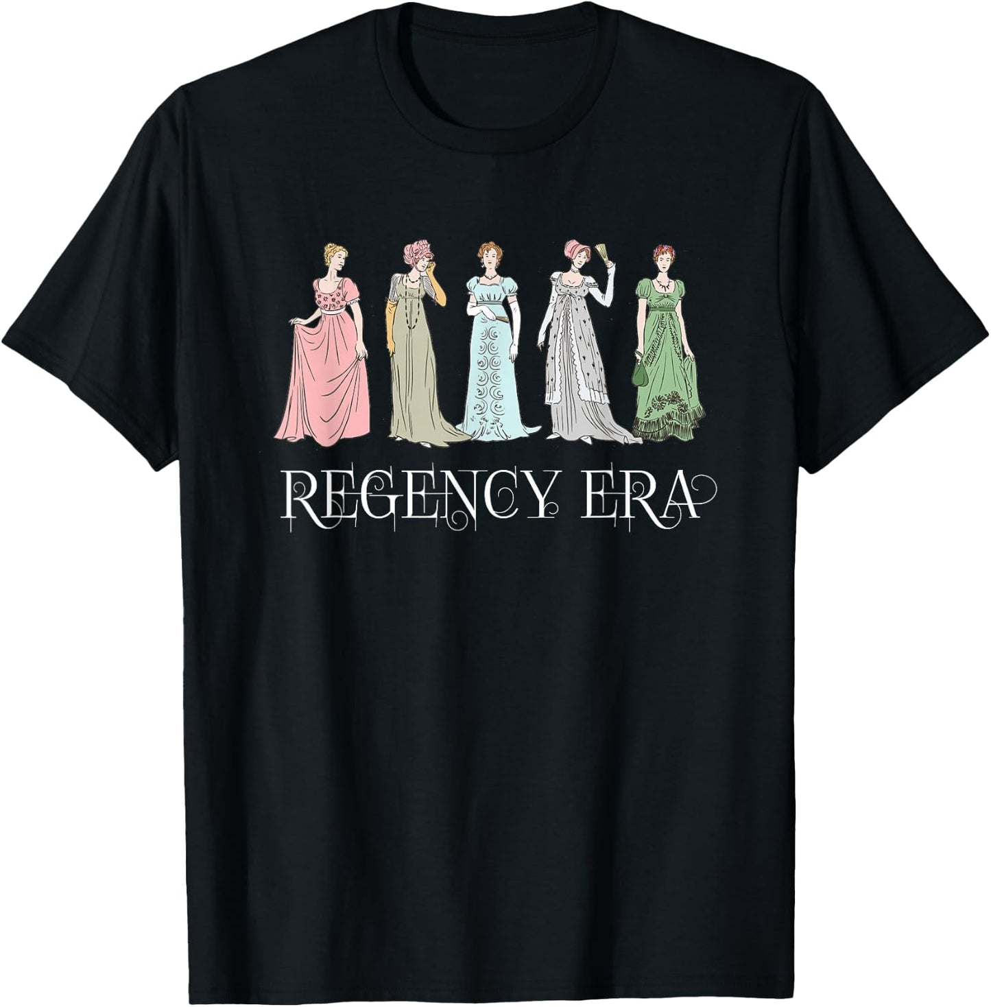 Jane Austen Book Club Vintage Regency Era Fashion Style T-Shirt - T-Shirt | Black