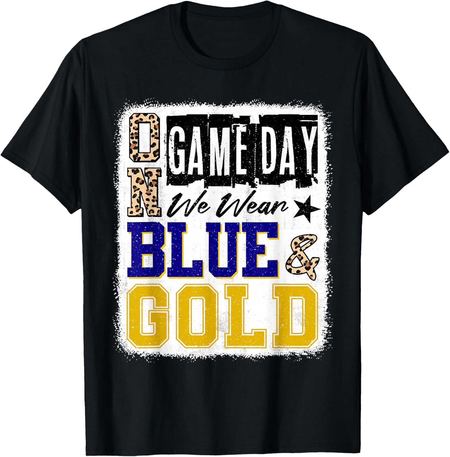 On Gameday Football We Wear Blue And Gold School Spirit T-Shirt - T-Shirt | Black
