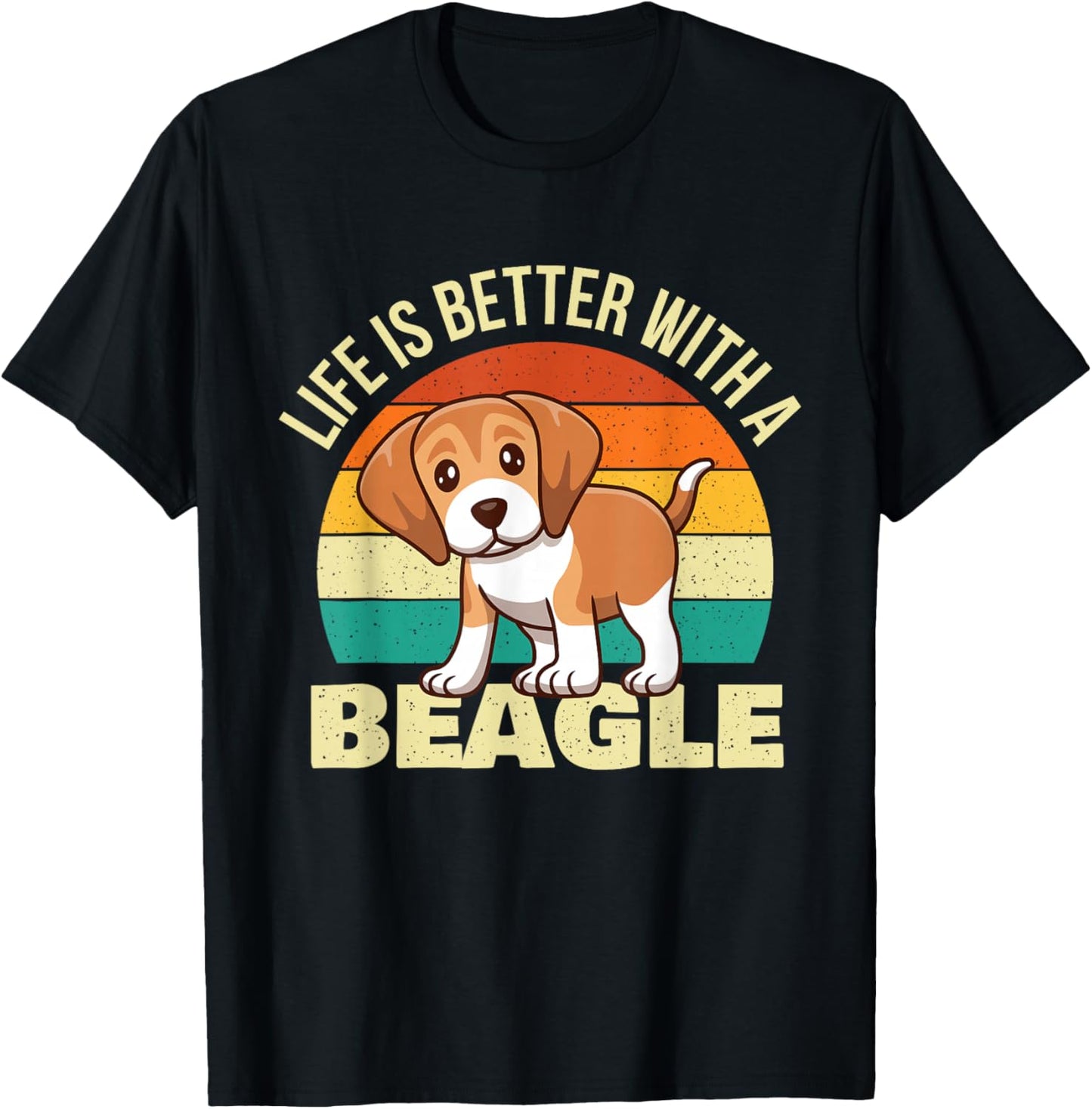 Life is Better with A Beagle - Retro Dog Lover Animal Lover Women Girls Kids T-Shirt - T-Shirt | Black