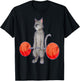Deadlifting Grey Cat Weightlifting Bodybuilding Fitness Gym T-Shirt - T-Shirt | Black