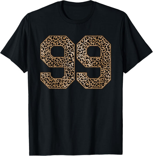 Leopard Number 99 Athlete Sports Jersey Supporter Fanwear T-Shirt - T-Shirt | Black