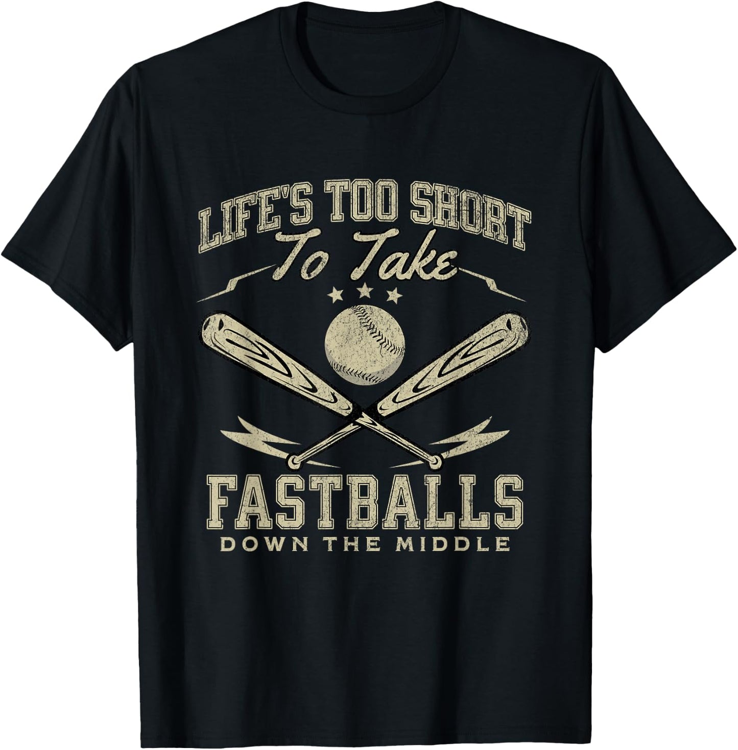 Life Too Short To Take Fastballs Down The Middle Baseball T-Shirt - T-Shirt | Black