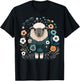 Cute Sheep Floral Colorful Flowers in the Garden Black T-Shirt - T-Shirt | Black