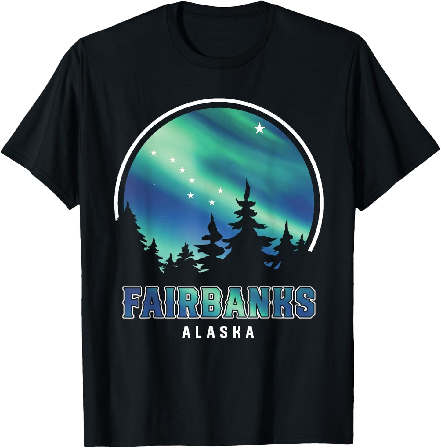 Northern Lights Viewing Vacation Fairbanks Alaska T-Shirt - T-Shirt | Black