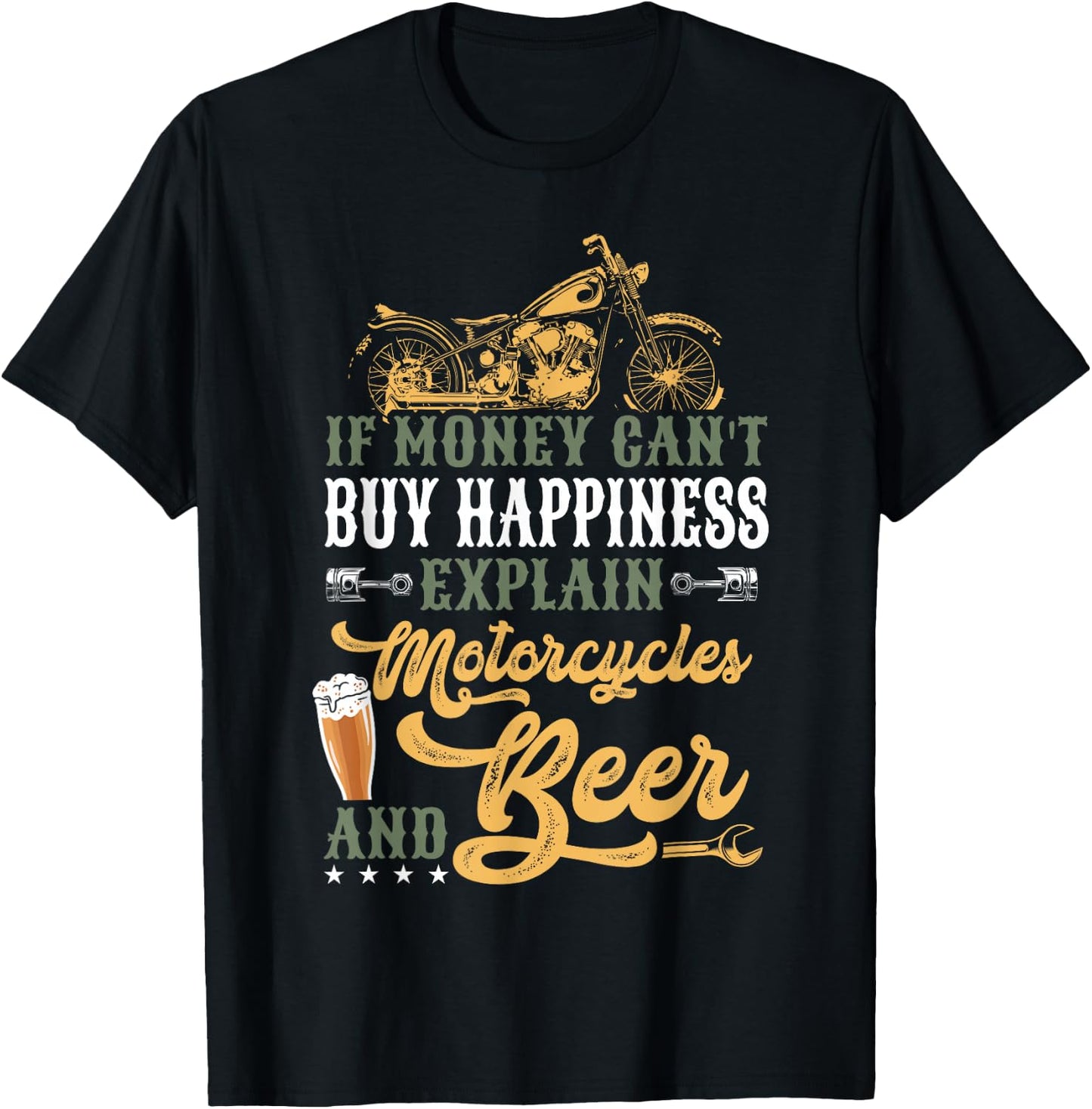 Classic Motorcycle Biker If Money Can't Buy Happiness T-Shirt - T-Shirt | Black