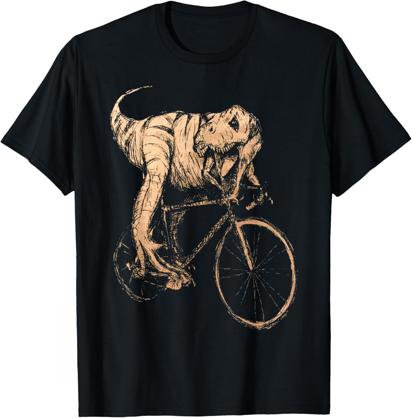 Tyrannosaurus T-Rex Riding A Bicycle Dinosaur Lovers T-Shirt - T-Shirt | Black