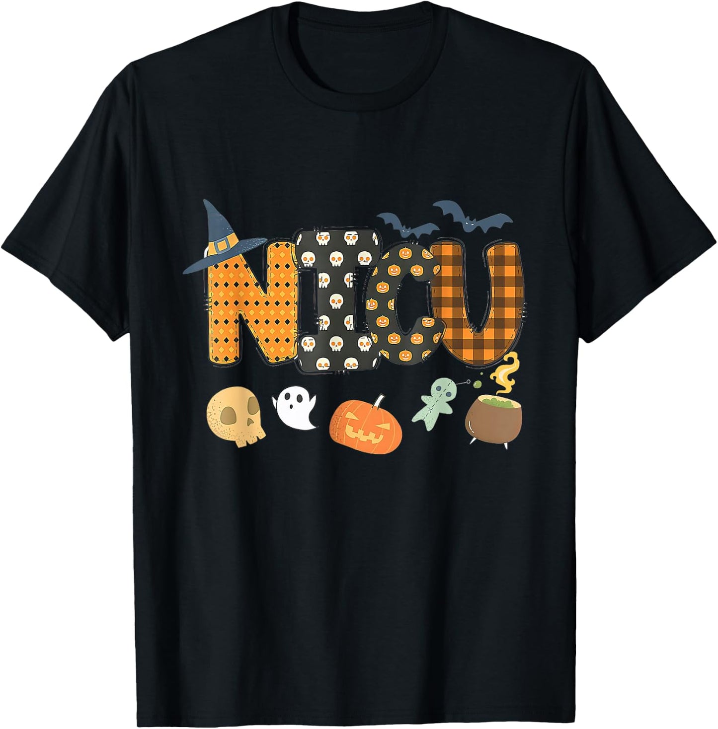 Halloween NICU crew nurse NICU Nurse staff group Neonat T-Shirt - T-Shirt | Black