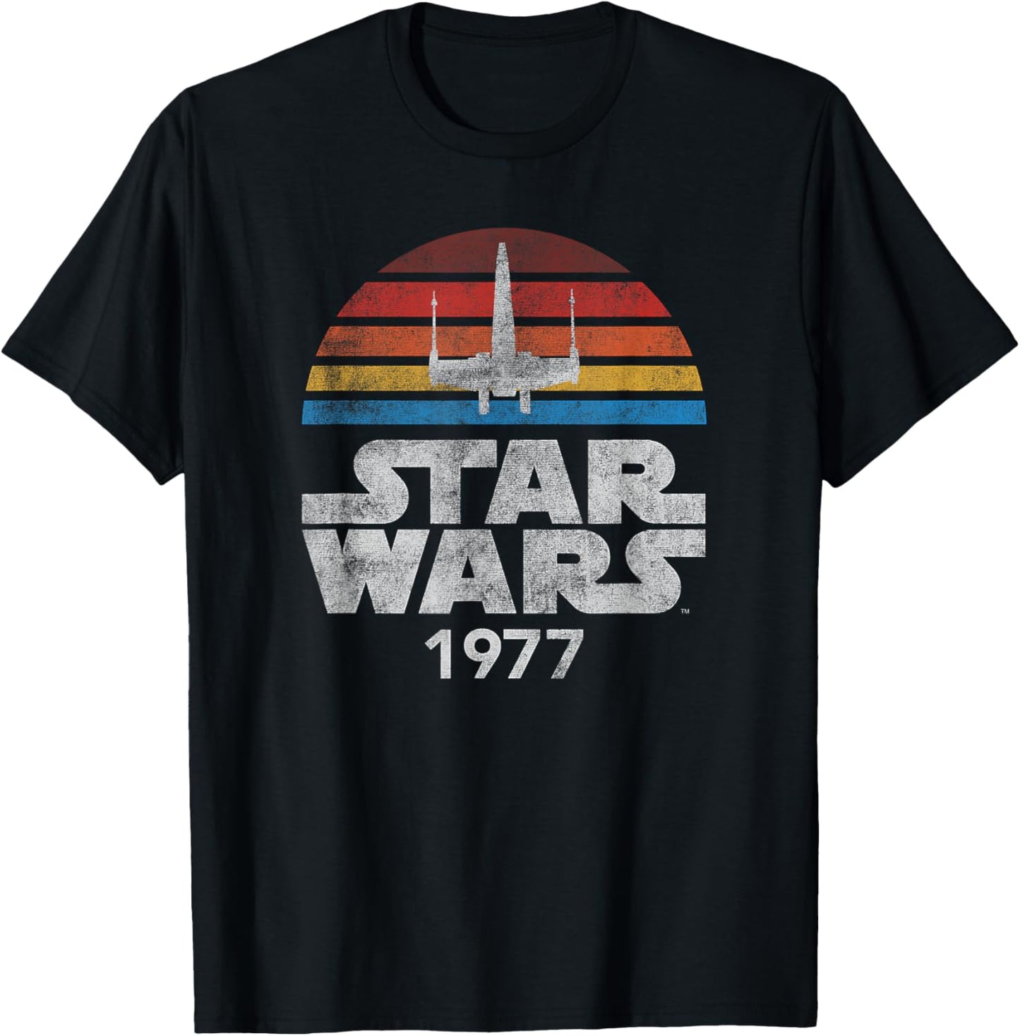Star Wars X-Wing Rainbow Sun Silhouette T-Shirt - T-Shirt | Black