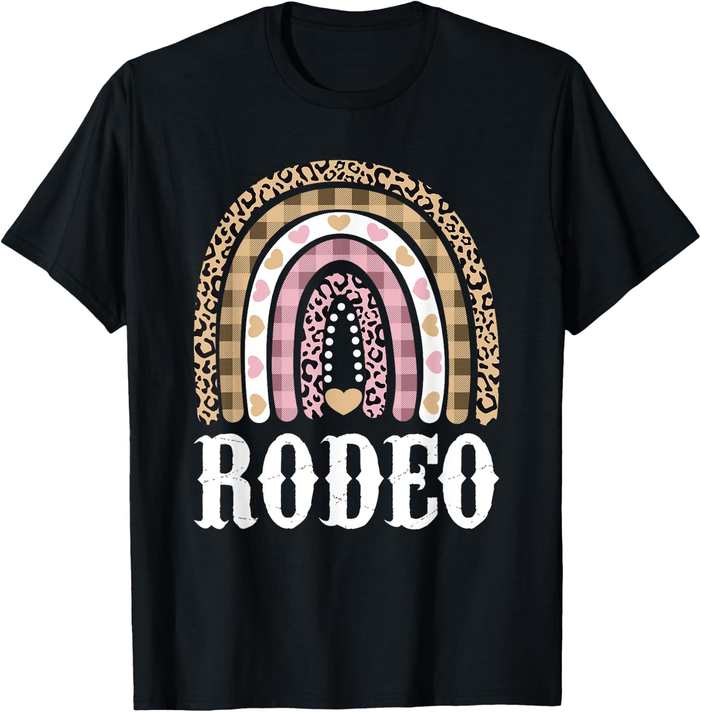 Cowgirl Outfit Women Cowboy Rainbow Leopard Western Rodeo T-Shirt - T-Shirt | Black