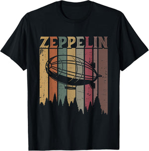 Retro Zeppelin 70s 80s Dirigible Airship Zepelin Zepplin T-Shirt - T-Shirt | Black