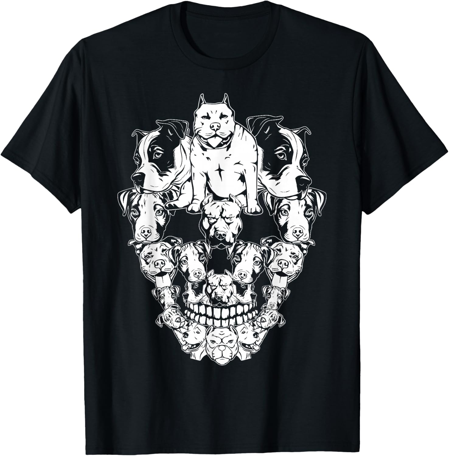 Halloween Pitbull Skull Skeleton Pitbull Dog Costume Spooky Women Kids T-Shirt - T-Shirt | Black