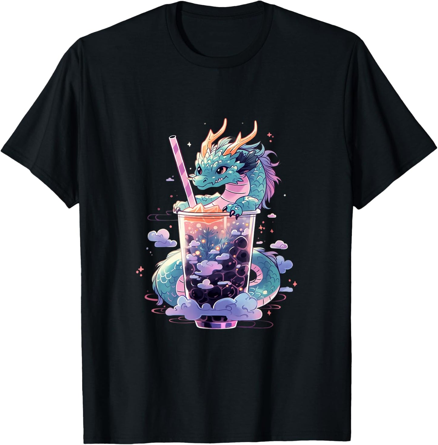 Dragon Boba Tea Bubble Tea Anime Kawaii T-Shirt - T-Shirt | Black