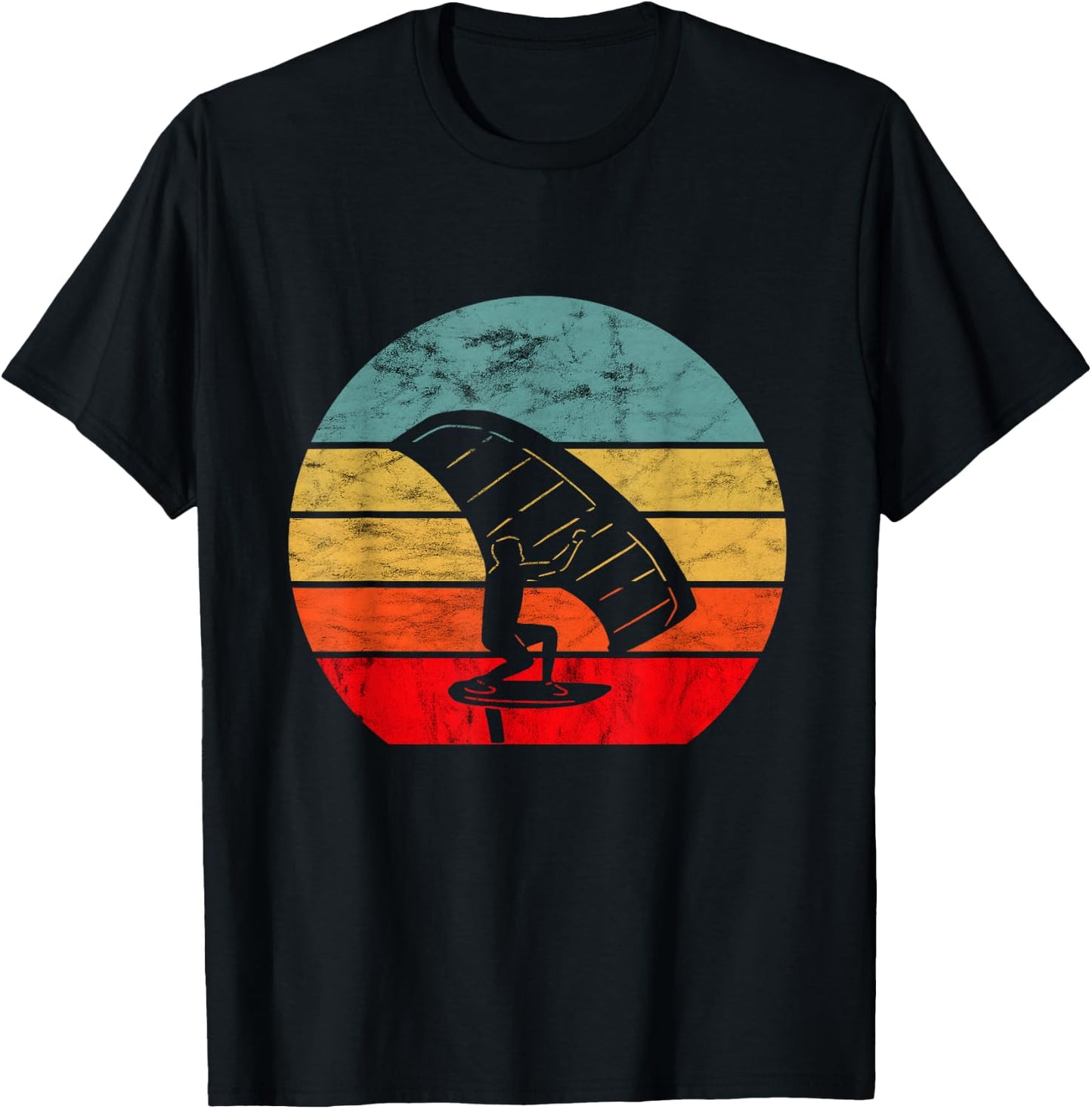 Foil Vintage Retro Foiler Electric Hydrofoil Surfboard T-Shirt - T-Shirt | Black