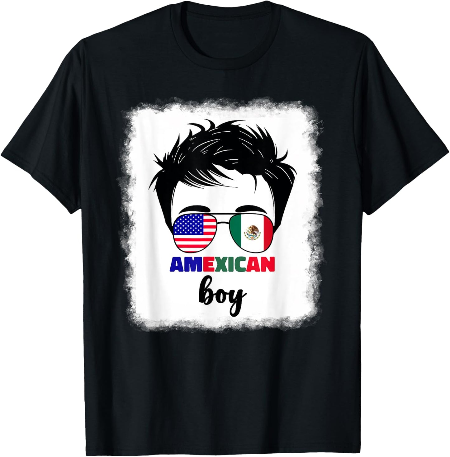 Half Mexican And American Mexico America Usa Flag Kids Boys T-Shirt - T-Shirt | Black