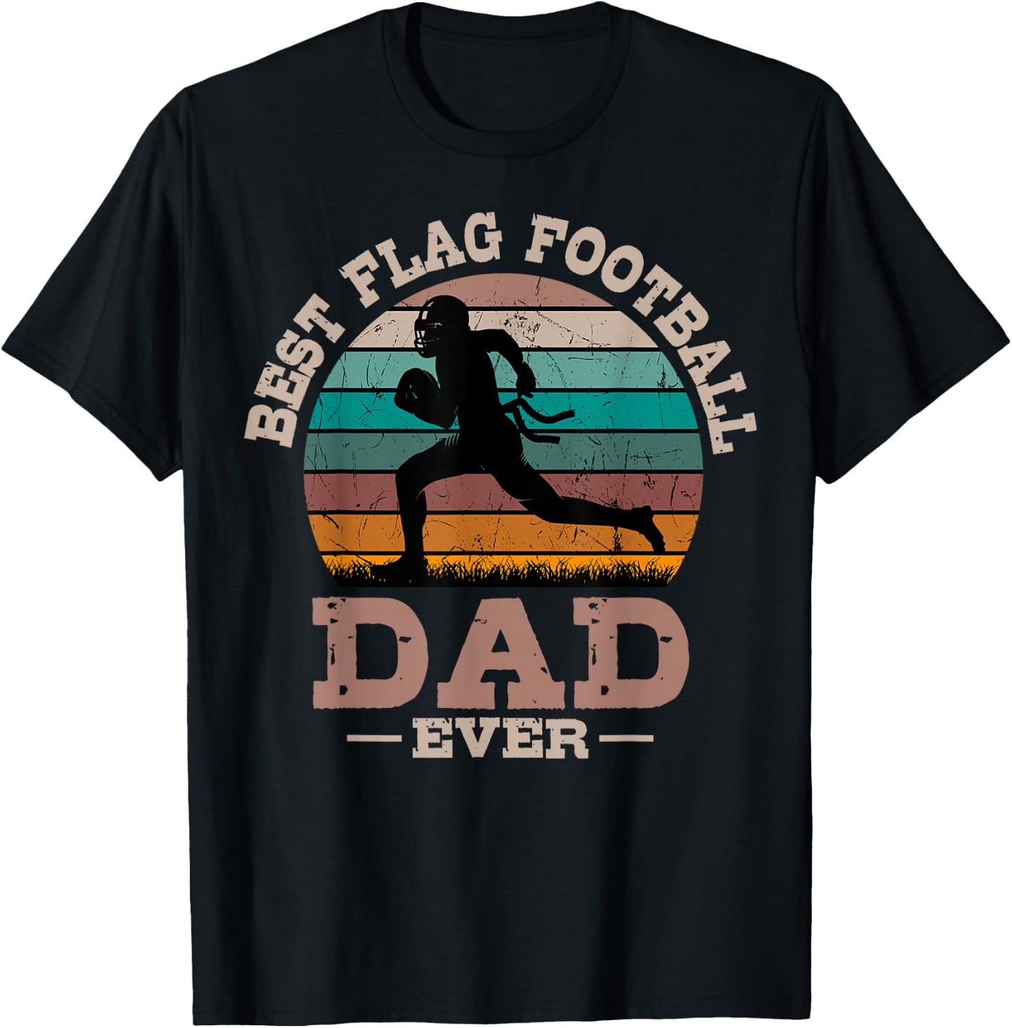 Flag Football Dad Retro Vintage Sport Ball Father's Day T-Shirt - T-Shirt | Black