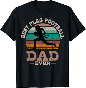 Flag Football Dad Retro Vintage Sport Ball Father's Day T-Shirt - T-Shirt | Black
