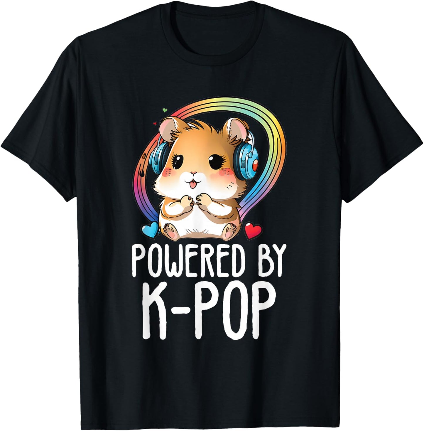 Powered By Kpop Hamster Merch K-pop Merchandise Fangirls T-Shirt - T-Shirt | Black