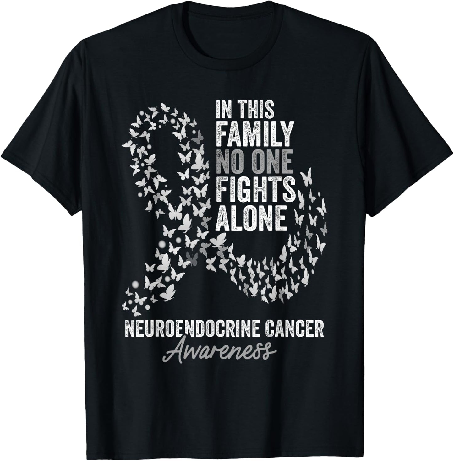 Neuroendocrine Cancer Awareness Month Butterflies Ribbon T-Shirt - T-Shirt | Black
