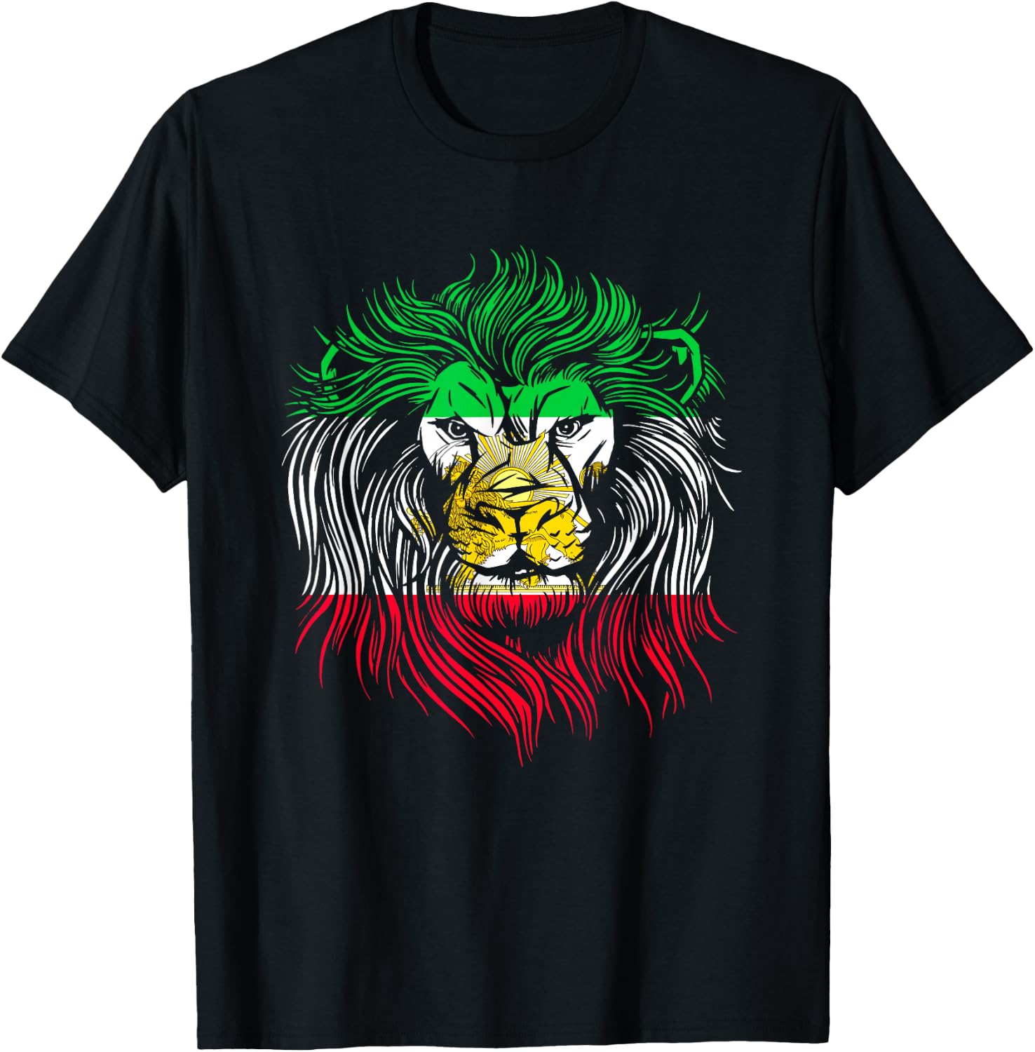 Lion Head Flag Iran T-Shirt - T-Shirt | Black