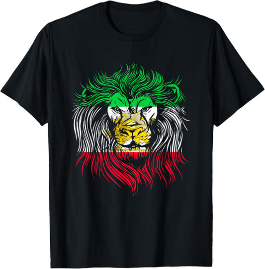Lion Head Flag Iran T-Shirt - T-Shirt | Black