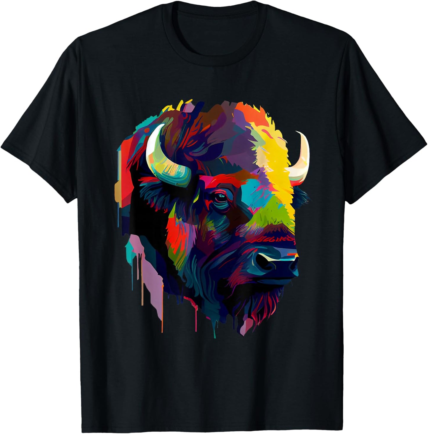 American Bison Lover Colorful Pop Art American Buffalo Bison T-Shirt - T-Shirt | Black
