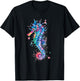 Seahorse Watercolor Ocean Animal Colorful Underwater Fish T-Shirt - T-Shirt | Black