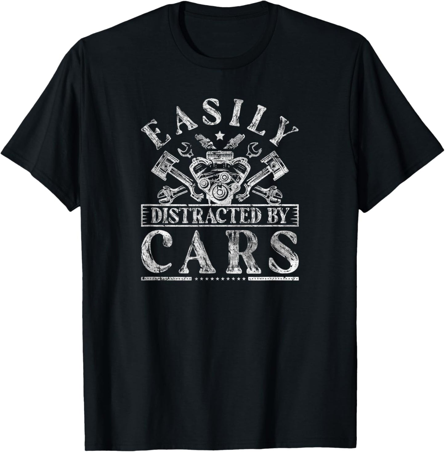 Easily Distracted By Cars Auto Mechanic T-Shirt - T-Shirt | Black