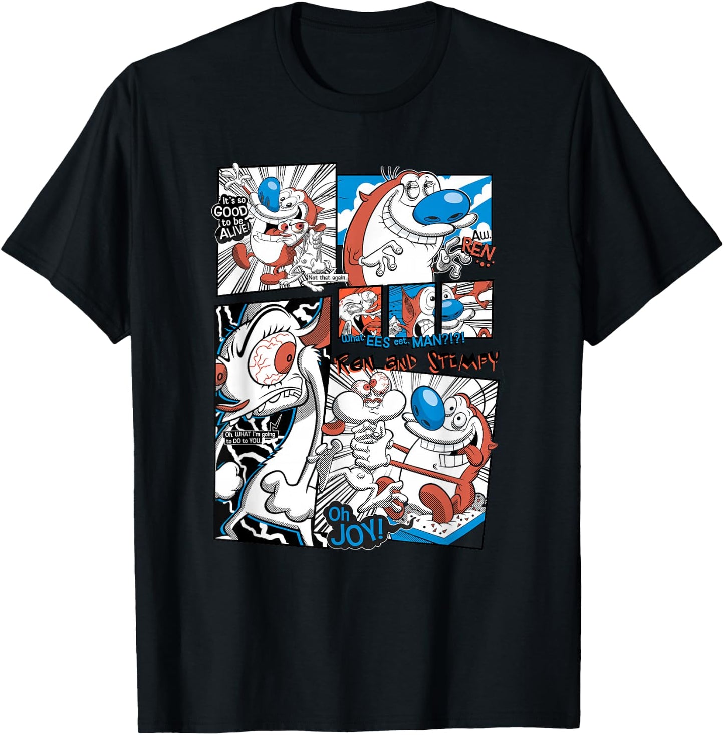 Ren and Stimpy It's So Good To Be Alive Panel Classic Comic T-Shirt - T-Shirt | Black